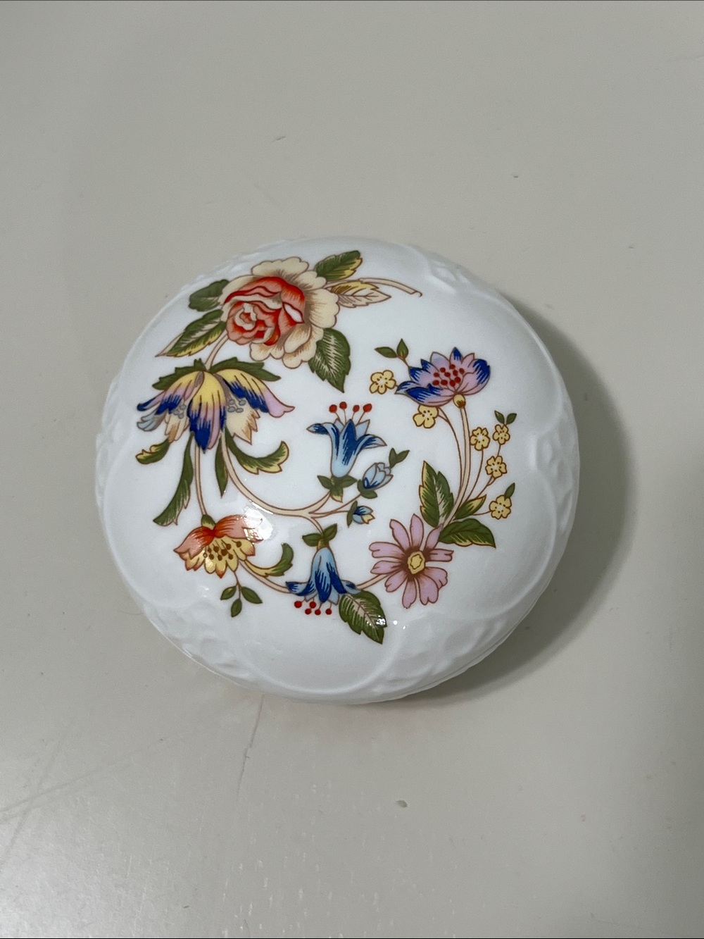 Vintage Aynsley Bone China Floral Trinket Box - Cottage Garden